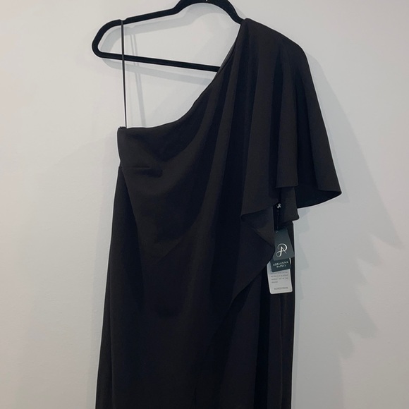 Adrianna Papell One Shoulder Black Jumpsuit Size 14 - Picture 7 of 11